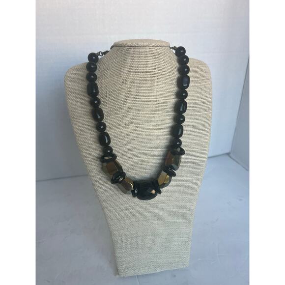 Chico's Black with Iridescent Beads Choker 19 Inch Necklace - Picture 1 of 5